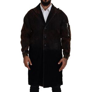 Dsquared² Brown Full Button Men Long Coat Cotton Men's Jacket (Pre-Owned)